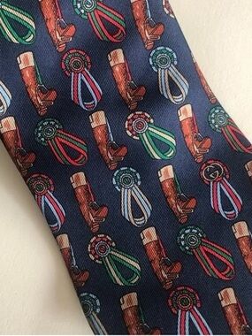 Gucci Equestrian Boots & Rosettes Silk Tie Authentic